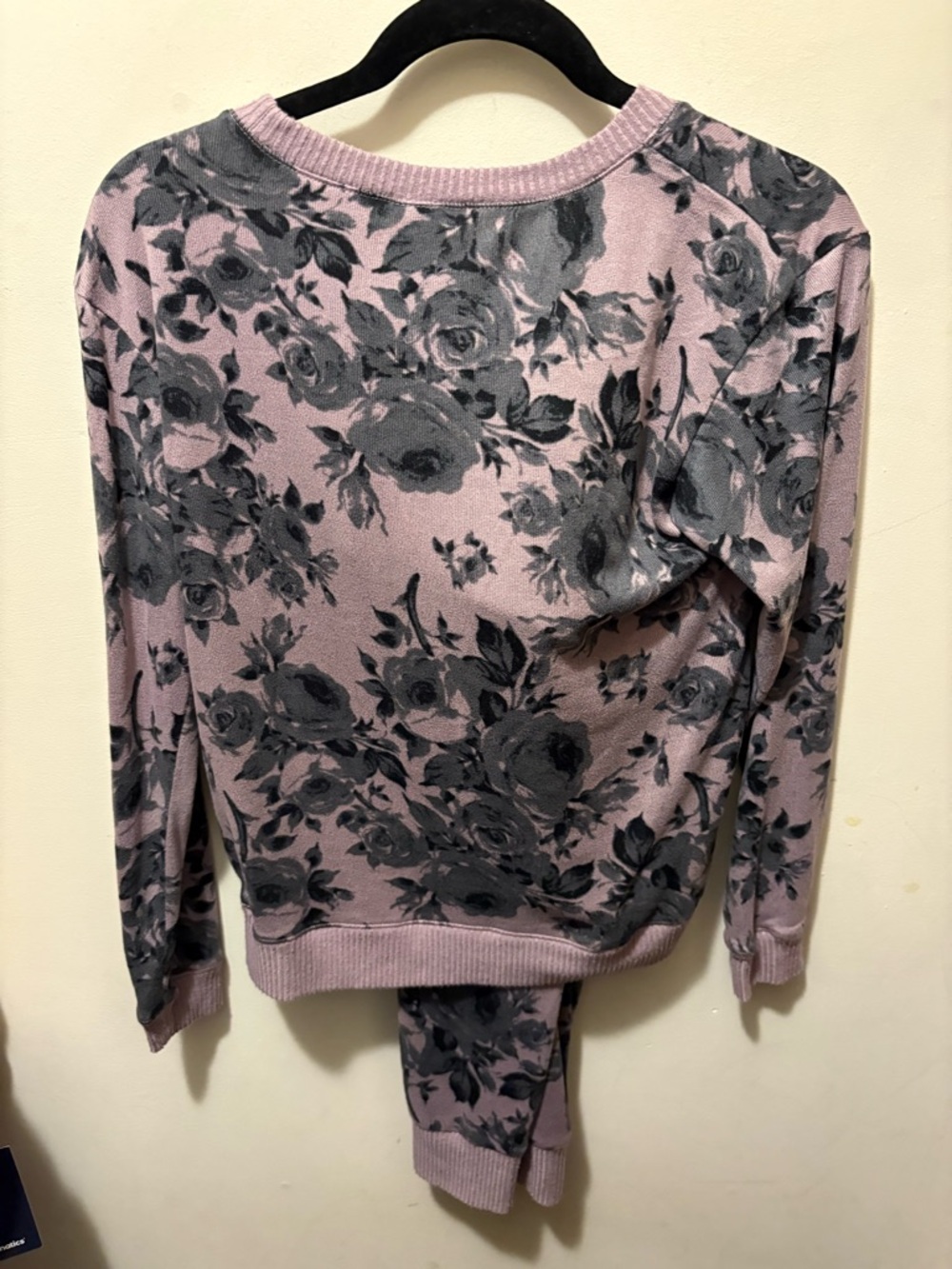 Adorable Mauve Dusty Pink Floral Jogger Pajama‎ Set XS - Picture 4 of 7